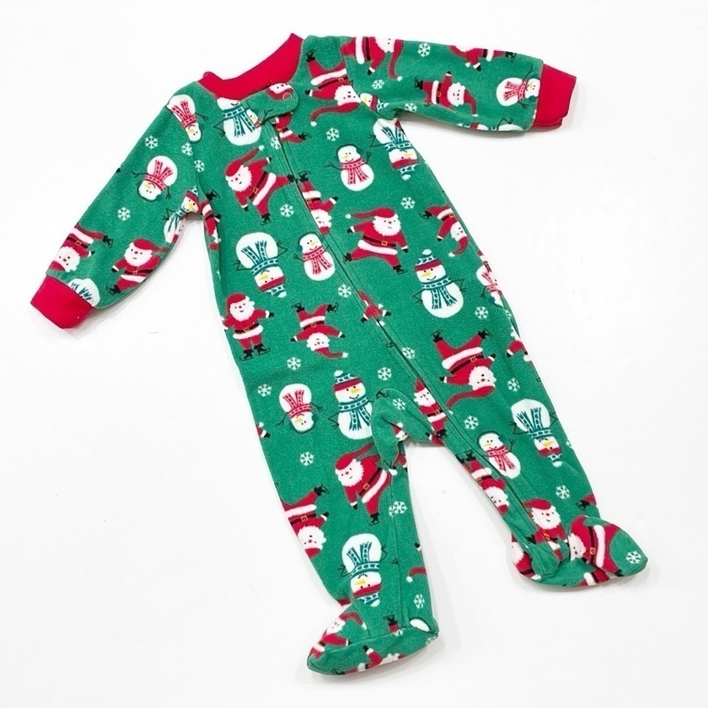 Carter's Christmas print fleece baby footie